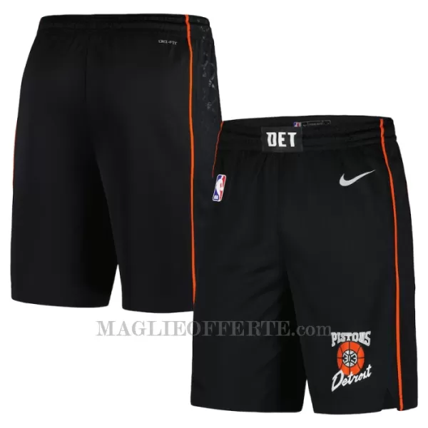 Detroit Pistons Pantaloncini da Basket City Edition Swingman Nero