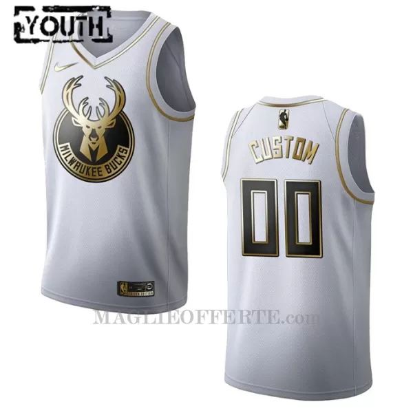 Milwaukee Bucks Canotta Golden Edition Swingman Bambino Bianco