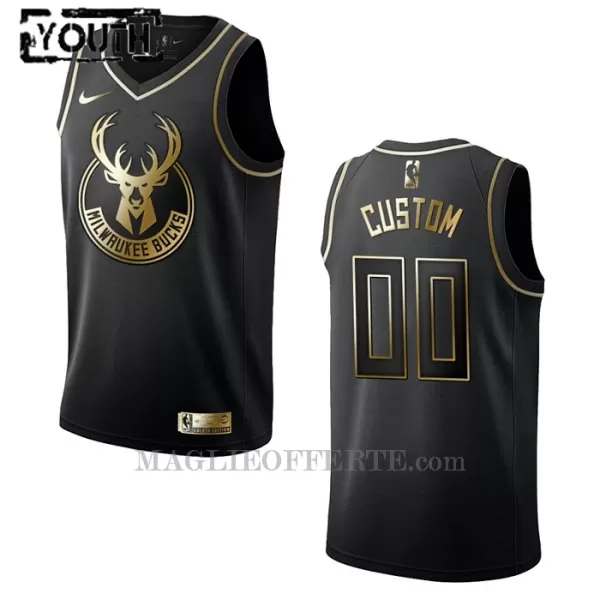 Milwaukee Bucks Canotta Golden Edition Swingman Bambino Nero