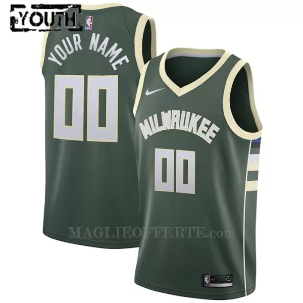 Milwaukee Bucks Canotta Icon Edition Swingman 2023/24 Bambino Verde