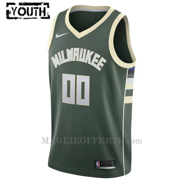 Milwaukee Bucks Canotta Icon Edition Swingman 2023/24 Bambino Verde