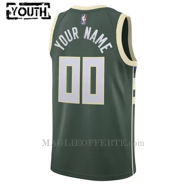 Milwaukee Bucks Canotta Icon Edition Swingman 2023/24 Bambino Verde