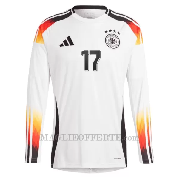 Maglia Germania Florian Wirtz 17 Gara Home Euro 2024 Maniche Lunghe