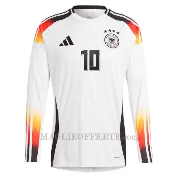 Maglia Germania Jamal Musiala 10 Gara Home Euro 2024 Maniche Lunghe