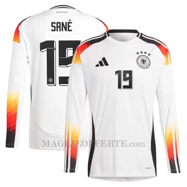 Maglia Germania Leroy Sané 19 Gara Home Euro 2024 Maniche Lunghe