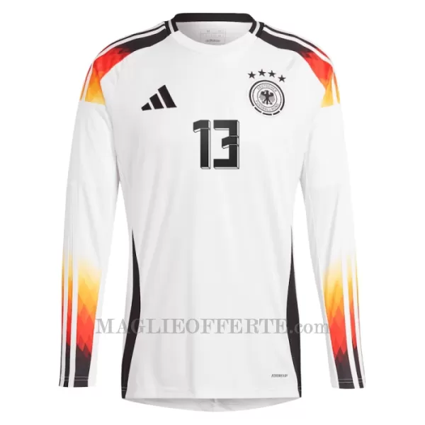 Maglia Germania Thomas Müller 13 Gara Home Euro 2024 Maniche Lunghe