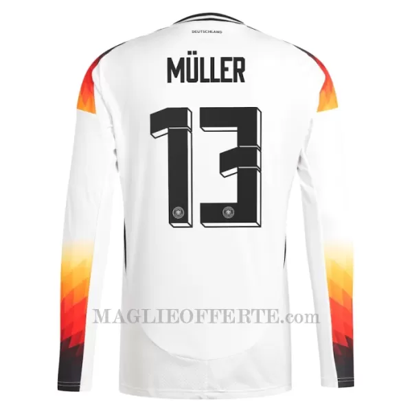 Maglia Germania Thomas Müller 13 Gara Home Euro 2024 Maniche Lunghe