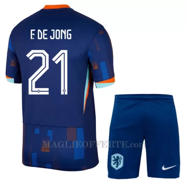 Maglia Paesi Bassi Frenkie de Jong 21 Bambino Gara Away Euro 2024