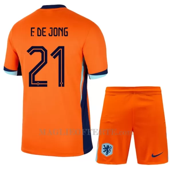 Maglia Paesi Bassi Frenkie de Jong 21 Bambino Gara Home Euro 2024