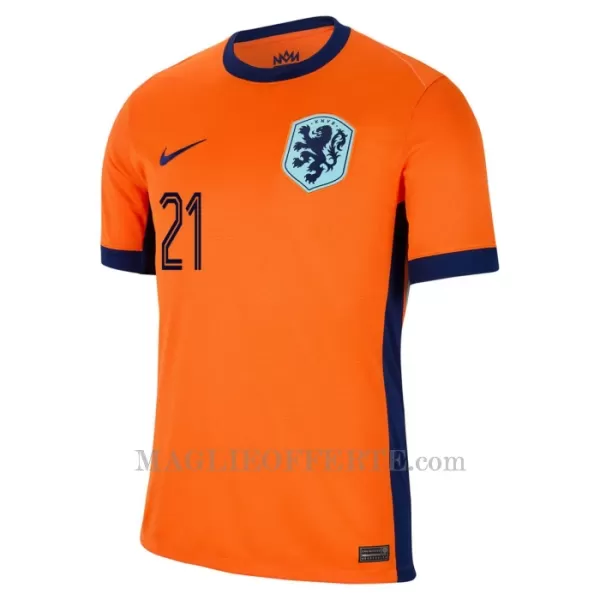 Maglia Paesi Bassi Frenkie de Jong 21 Bambino Gara Home Euro 2024