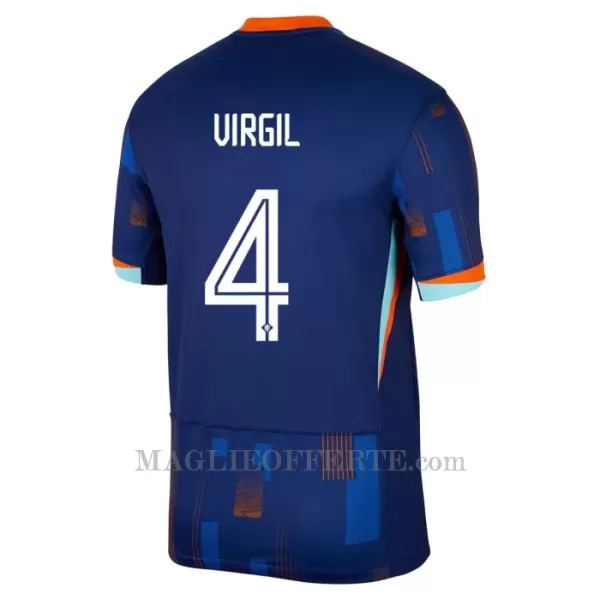 Maglia Paesi Bassi Virgil van Dijk 4 Bambino Gara Away Euro 2024