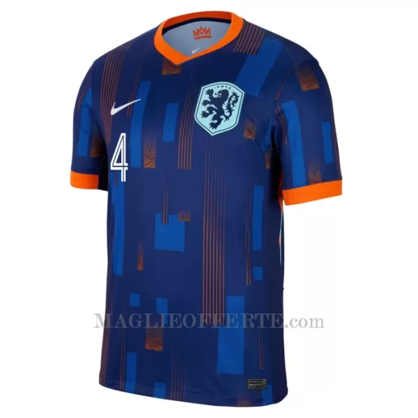 Maglia Paesi Bassi Virgil van Dijk 4 Bambino Gara Away Euro 2024