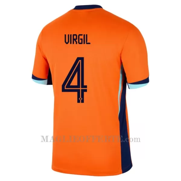 Maglia Paesi Bassi Virgil van Dijk 4 Bambino Gara Home Euro 2024