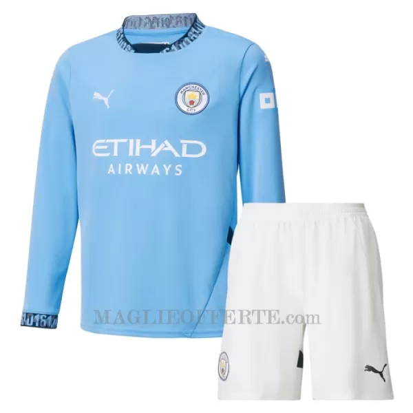 Maglia Manchester City Bambino Gara Home 2024/25 Maniche Lunghe