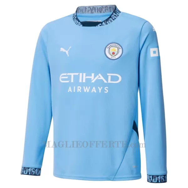 Maglia Manchester City Bambino Gara Home 2024/25 Maniche Lunghe