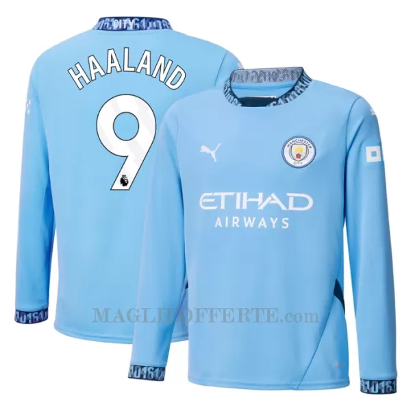 Maglia Manchester City Erling Haaland 9 Gara Home 2024/25 Maniche Lunghe