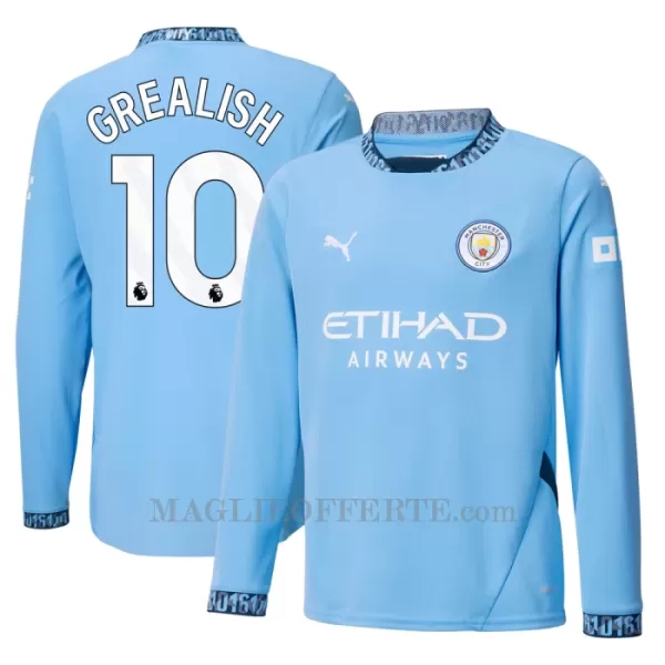 Maglia Manchester City Jack Grealish 10 Gara Home 2024/25 Maniche Lunghe