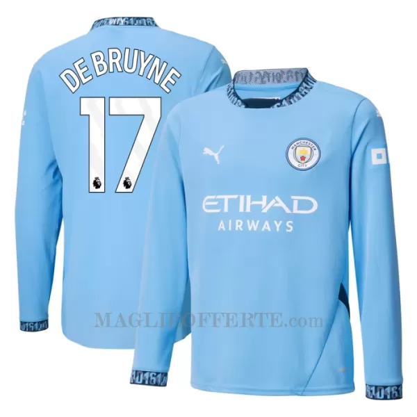 Maglia Manchester City Kevin De Bruyne 17 Gara Home 2024/25 Maniche Lunghe