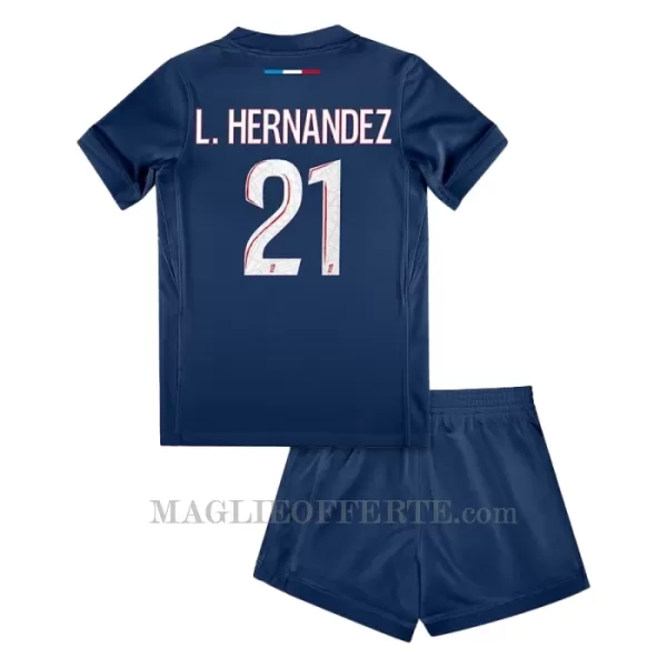 Maglia Paris Saint-Germain Lucas Hernandez 21 Bambino Gara Home 2024/25