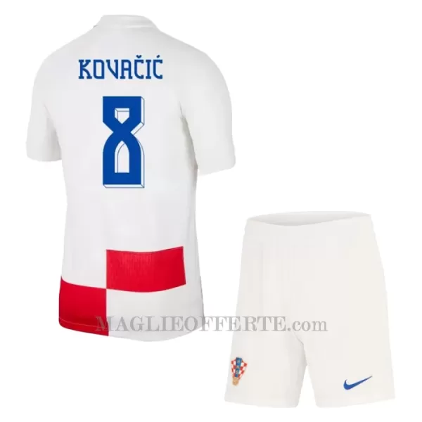 Maglia Croazia Mateo Kovacic 8 Bambino Gara Home Euro 2024