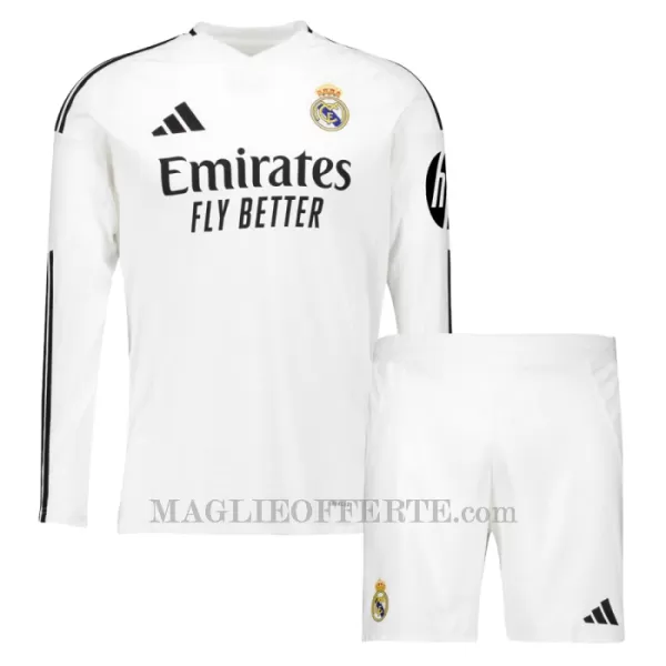 Maglia Real Madrid Bambino Gara Home 2024/25 Maniche Lunghe