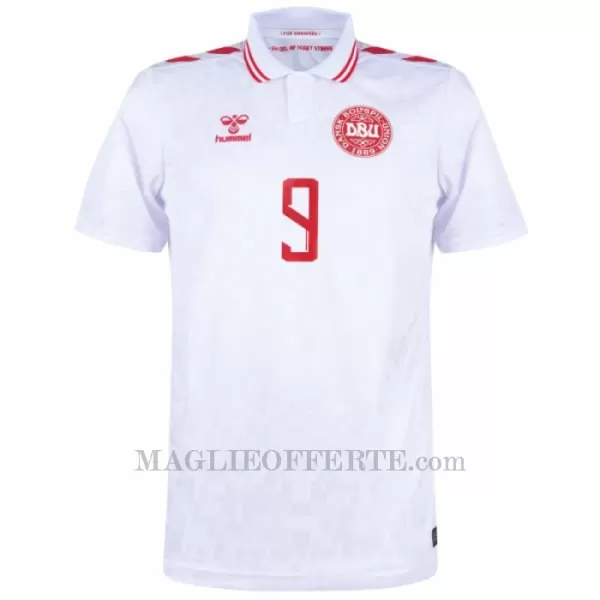 Maglia Danimarca Rasmus Højlund 9 Gara Home Euro 2024