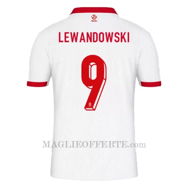 Maglia Polonia Robert Lewandowski 9 Gara Home Euro 2024