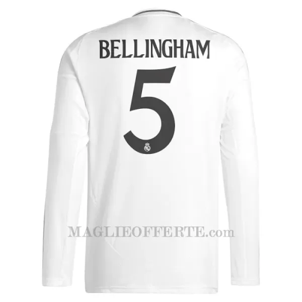 Maglia Real Madrid Jude Bellingham 5 Gara Home 2024/25 Maniche Lunghe