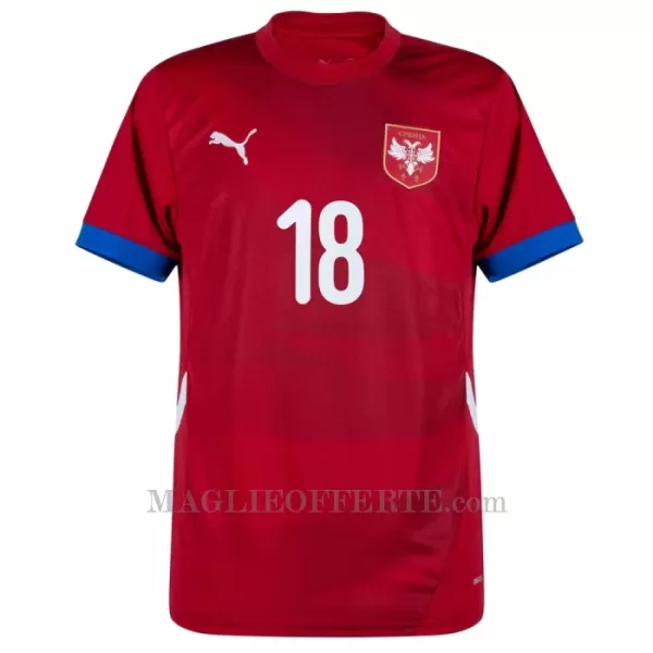 Maglia Serbia Dušan Vlahovic 18 Gara Home Euro 2024