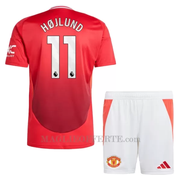 Maglia Manchester United Rasmus Højlund 11 Bambino Gara Home 2024/25