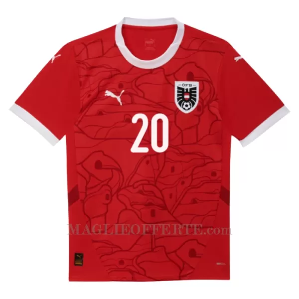 Maglia Austria Konrad Laimer 20 Gara Home Euro 2024