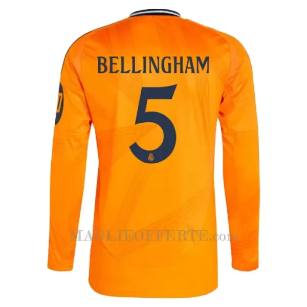 Maglia Real Madrid Jude Bellingham 5 Gara Away 2024/25 Maniche Lunghe