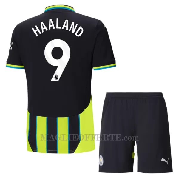 Maglia Manchester City Erling Haaland 9 Bambino Gara Away 2024/25