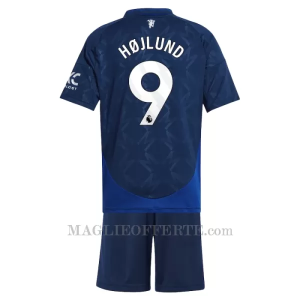 Maglia Manchester United Rasmus Højlund 9 Bambino Gara Away 2024/25