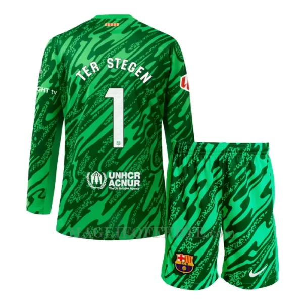 Maglia Portiere Barcellona Ter Stegen 1 Bambino Gara Home 2024/25 Maniche Lunghe