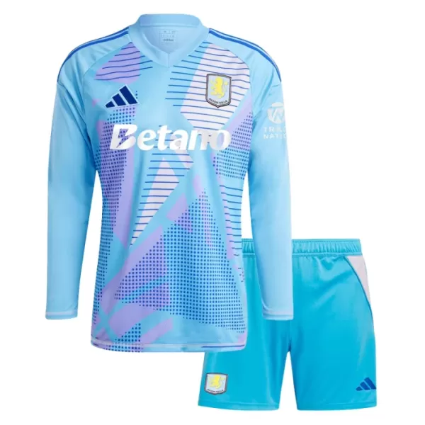 Maglia Portiere Aston Villa Bambino 2024/25 Maniche Lunghe Blu