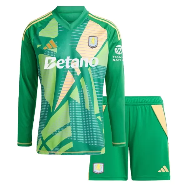 Maglia Portiere Aston Villa Bambino 2024/25 Maniche Lunghe Verde